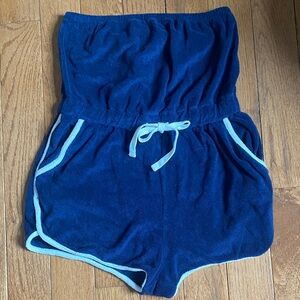 Gap Navy Blue Strapless Terry Romper Beach Cover Up Retro Small